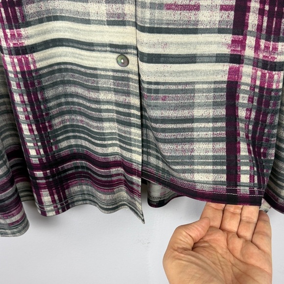 Joseph Ribkoff Casual Plaid Multicoloured Striped Roll Up Sleeve Blouse Size 10 - Picture 13 of 14